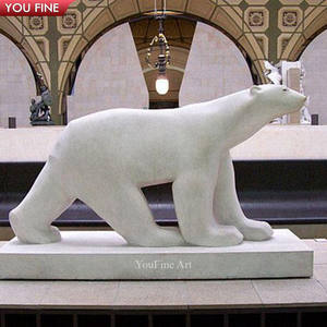Urso polar de mármore branco tamanho de vida estátua pedra escultura de animais - Product Image 5