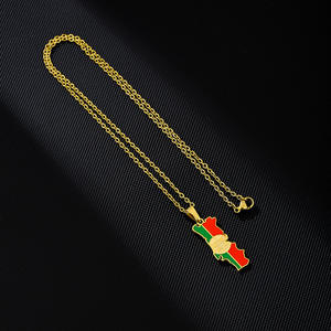 2025 оптовая продажа настраиваемый логотип металлическая нержавеющая сталь Португалия карта страны флаг Ожерелье - Product Image 4