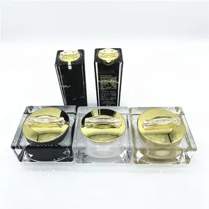 Black/gold/transparent luxury square 50g high-capacity acrylic cosmetic cream jars fast delivery for cosmetic packaging