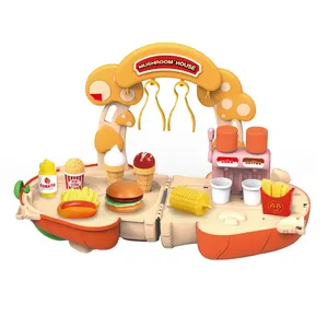 역할 놀이 주방 놀이 세트 장난감 아이들 요리 에코 친화적 인 귀여운 패스트 푸드 햄버거 핫도그 장난감