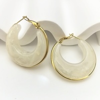 Pendientes de Aro Huecos Coloridos de Acero Inoxidable con Baño de Oro de 18K, Joyería de Resina Gruesa a la Moda, Resistentes al Agua, Venta al por Mayor