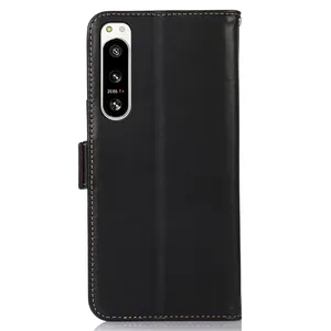 Crazy horse texture Luxury Flip Wallet Phone Cover for Sony Xperia 5 IV 5G Cowhide Genuine Leather Phone Case