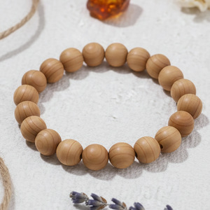 Perles rondes en bois de cyprès naturel, 10mm, perles en vrac pour la fabrication de bracelets, accessoires de bijoux, matériaux en gros - Product Image 3