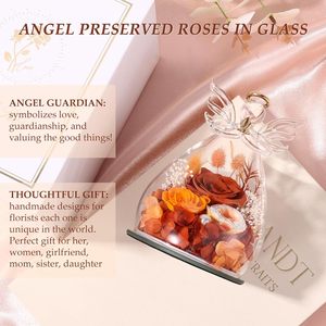 Rose éternelle véritable en verre avec figurines d'anges – Fleurs fraîches pour grand-mère, sœur, épouse, elle, de la part de sa fille - Product Image 6