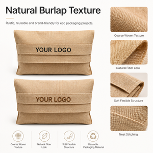 Pochette en jute et lin de qualité supérieure pour le marché européen, sac en toile de jute personnalisable avec logo pour cadeaux de mariage, taille ajustable, cadeau de luxe écologique - Product Image 3