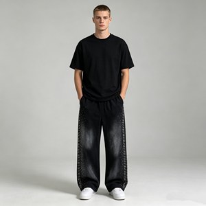 Pantalones Deportivos de Algodón Blanco Personalizados para Hombre, Cintura Elástica con Cordón, Pantalones Casuales Holgados con Estampado de Letras, Otoño - Product Image 6