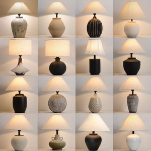 مصباح طاولة سيراميك مصنوع يدوياً، طراز أمريكي كلاسيكي دافئ، من الخزف الصيني المفضل، مُصنّع بتقنية الحرق في درجات حرارة عالية - Product Image 1