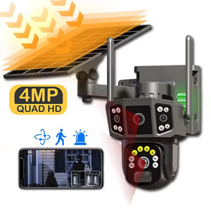 2 màn hình HD Wifi HD kép ống kính CCTV Camera an ninh không dây năng lượng mặt trời Pin Wifi điện 2 màn hình con người phát hiện Dome <span class=keywords><strong>CC</strong></span> máy ảnh - Product Image 2