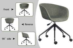 <span class=keywords><strong>Fauteuil</strong></span> Tulip de Luxe Moderne Pivotant Confortable à <span class=keywords><strong>Hauteur</strong></span> Réglable en Tissu pour Bureau à Domicile, Réception ou <span class=keywords><strong>Salon</strong></span> - Product Image 3