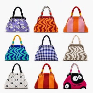 Bolso de Hombro de Poliéster Tejido Vintage Personalizado para Mujer, Bolso Casual con Asa y Diseño Floral para el Día a Día, Viajes y Vacaciones - Product Image 1