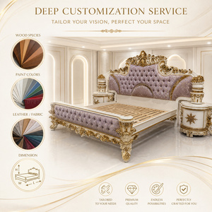 Set di Mobili per Camera da <span class=keywords><strong>Letto</strong></span> in Stile Europeo, <span class=keywords><strong>Letto</strong></span> <span class=keywords><strong>Matrimoniale</strong></span> in Legno Intagliato Barocco con Testiera - Product Image 3