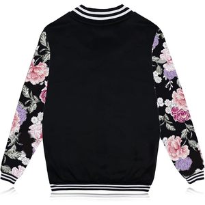Chaqueta Varsity para Mujer Babyhealthy, Chaqueta Bomber de Béisbol con Estampado Floral, Estilo Letterman Informal, Tejido de Tela - Product Image 3