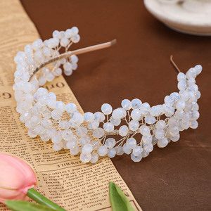 ROMANTIC Luxury Handmade Beaded Hair Band <strong>Navy</strong> Blue Crystal Stone Party Hair Accessories Elegant Engagement <strong>Headband</strong> - Product Image 2
