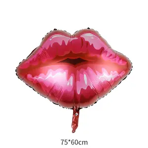 Balon Foil Bentuk Bibir Ciuman Bibir Ciuman Putri Selamat Tinggal Merah Lipstik Makeup Balon untuk Dekorasi Hari Valentine