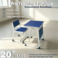 Ensemble Chaise et Table d'École Traditionnels Durables à Hauteur Fixe, avec Cadre Métallique Robuste, Table d'Étude et Support Livre, Économique pour Salle de Classe