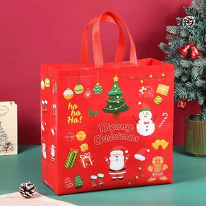 ถุงกันน้ำลายซานตาคลอสและตุ๊กตาหิมะ PP/ผ้าไม่ทอ ขนาด 36x36x14 ซม. บรรจุภัณฑ์ของขวัญคริสต์มาสขนาดใหญ่สำหรับเด็ก น่ารัก พกพาสะดวก สำหรับฮาโลวีน - Product Image 4