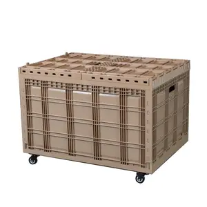 460lbs Heavy Loading Milk Bottle Crate Rolling Utility Cart Stackable Fruit Crate