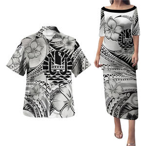 <span class=keywords><strong>Tahiti</strong></span> Combo Puletasi et chemise Tahitian Girl La Orna Style Off Shoulder Church Dresses Chemises Hawaii pour hommes POD Vêtements personnalisés - Product Image 5