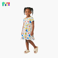 Pakaian Tidur Anak Perempuan Musim Panas Puresun Serat Bambu Custom, Cetakan Kartun, 100% Katun Organik, Nyaman