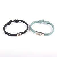 Pulsera de Moda de Alta Gama con Diseño de Cuerda Milanesa, Carcasa de Acero Inoxidable, Patrón Grabado, Letras en Paracord Cian, Regalo
