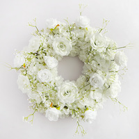 Guirlande de mariage en soie 60 cm, blanche et rouge, fleurs artificielles, décoration de base pour chandelier, guirlande pour église, fête, événement