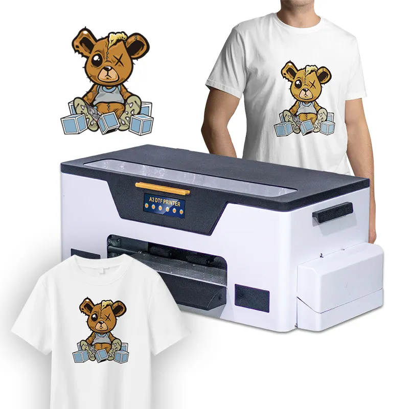 Auplex DTF 고품질 L1800 DTF 디지털 A3 잉크젯 티셔츠 인쇄기 열전달 PET 필름 블랙 파우더 DTF 기계
