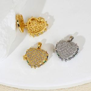 Collier pendentif cœur en cuivre plaqué or 18 carats, photo ouvrable, boucles d'oreilles et bracelet en diamant coloré, fabrication de bijoux - Product Image 1