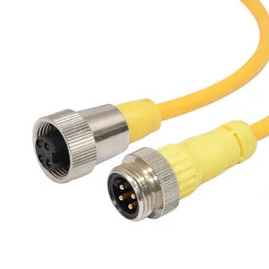 Conector elétrico para soluções personalizadas, conector à prova d' água ip67, automação do cabo amarelo/laranja m12/m8/m5 7/8