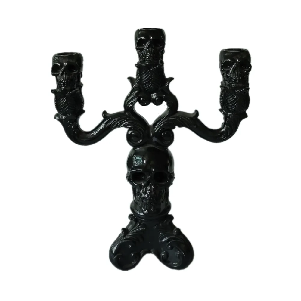 Cráneos en forma de vela de Polyresin personalizado múltiples cráneos pintado a mano vela titular de la decoración de Halloween