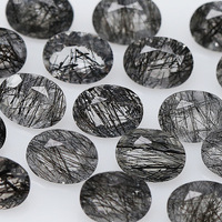 Quartz Rutile Noir Naturel en Gros, Haute Qualité, Tendance, Cristal Facetté Ovale 4x6mm, Pierres Précieuses Taillées pour Bagues d'Anniversaire Femme
