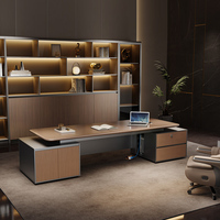Ensemble bureau et chaise de direction, grande table de travail, bureau de direction haut de gamme, moderne, luxe léger, bureau modulaire en bois peint