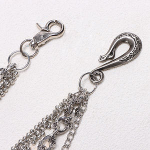 yueli Double Layer Skull Waist <b>Chain</b> <b>Cross</b> Pendant Tibetan Silver Hip Hop Fashion Casual Belt <b>Chain</b> For <b>Men</b> Women - Product Image 4