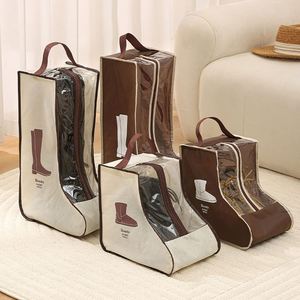Sacs de rangement portables pour bottes, sacs à chaussures anti-poussière pour le rangement, organisateur de bottes hautes zippées, sac de protection avec poignée - Product Image 1