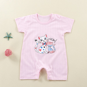 <span class=keywords><strong>2023</strong></span> bébé barboteuse tricoté solide été décontracté exportation 0-2 ans en gros infantile combinaison 100% coton à manches courtes - Product Image 2