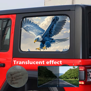 Autocollant pour vitre arrière de voiture Flying Blue Eagle One Way Vision, autocollant translucide perforé pour vitre de SUV, 2 pièces - Product Image 1
