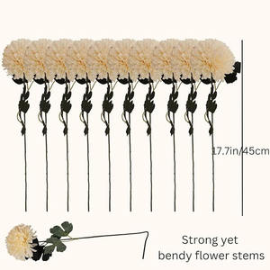 פרחי קיקו גדולים בצבע בז', 10 גבעולים עם אגרטל, פרחי משי בכמות גדולה, זר בסגנון בוהו, קישוט מרכזי לשולחן אוכל, חדר אמבטיה - Product Image 5