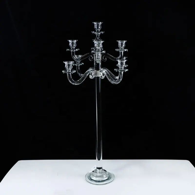 Nuevo candelabro de cristal de 5 brazos candelabros de mesa de boda modernos