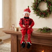 Petits gnomes de Noël bordeaux, ornements de fenêtre, vente en gros d'usine, thèmes de Noël, cadeau de Noël fait main