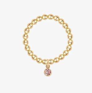 Personalised 14K Gold Filled <strong>Beaded</strong> Ring Trendy Elasticity Birthstones Zircon Charm Friendship Ring Gift - Product Image 2