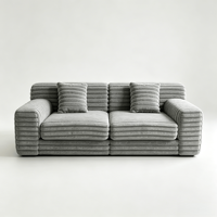 Canapé scolaire modulaire minimaliste en velours côtelé beige, en mousse haute densité, livré en boîte, sans assemblage requis, scellé sous vide