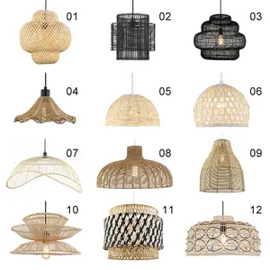 Boîtier décoratif bambou nouveau Design Nature suspension en bois lampe bambou abat-jour pendentif lumière rotin abat-jour