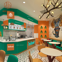 Ensemble de mobilier de restaurant et de café commercial, 4 pièces, tables rondes en bois, ensembles de salle à manger avec chaises en bois pour café moderne