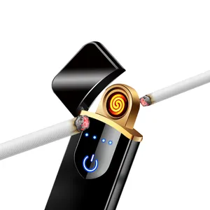 Alloy Material Touch Screen Ignition Heat Coil Cigarette Lighter With Power Show Rechargeable Lighter