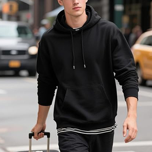 Felpe ricamate personalizzate da uomo felpe con <span class=keywords><strong>cappuccio</strong></span> nero con <span class=keywords><strong>cappuccio</strong></span> produttore di coulisse - Product Image 2