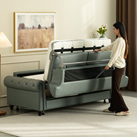 Canapé-lit pliant multifonctionnel en similicuir minimaliste pour dormir sur le long terme dans un petit appartement, un hôtel, un bureau ou un immeuble