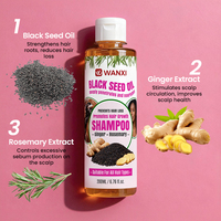 Shampooing Nourrissant et Lissant WANXI à l'Huile de Nigelle et au Curcuma, Anti-Pelliculaire, Hydratant, Nettoyant en Profondeur du Cuir Chevelu