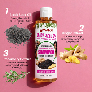 Champú Hidratante y Refrescante con Aceite de Semilla Negra y Cúrcuma WANXI, Reduce la Caspa, Limpia Profundamente y Exfolia el Cuero Cabelludo para Cabello <span class=keywords><strong>Graso</strong></span> - Product Image 2