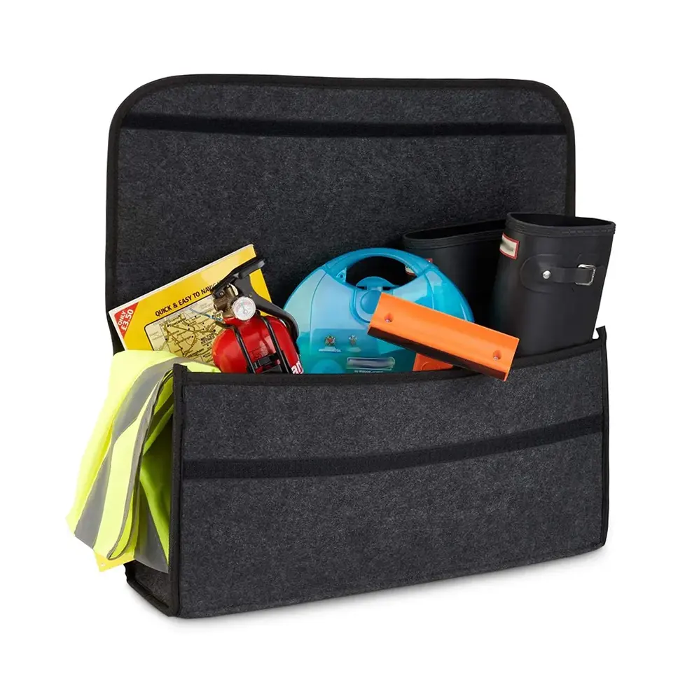 Organizador plegable portátil para maletero de coche, caja de almacenamiento, herramientas para coche, bolsas de almacenamiento de fieltro
