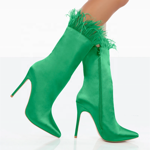 Bottes à talons hauts pour femmes, bout pointu, en fourrure douce faite à la main, nouveau design, sur mesure, grande taille 43, pour robe - Product Image 3