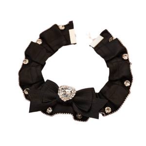 <span class=keywords><strong>Collar</strong></span> de lujo de poliéster para mascotas, toalla para la saliva de gatos y perros pequeños, con encaje, pedrería, lazo y estampado de amor, en blanco y negro, para todas las estaciones. - Product Image 1
